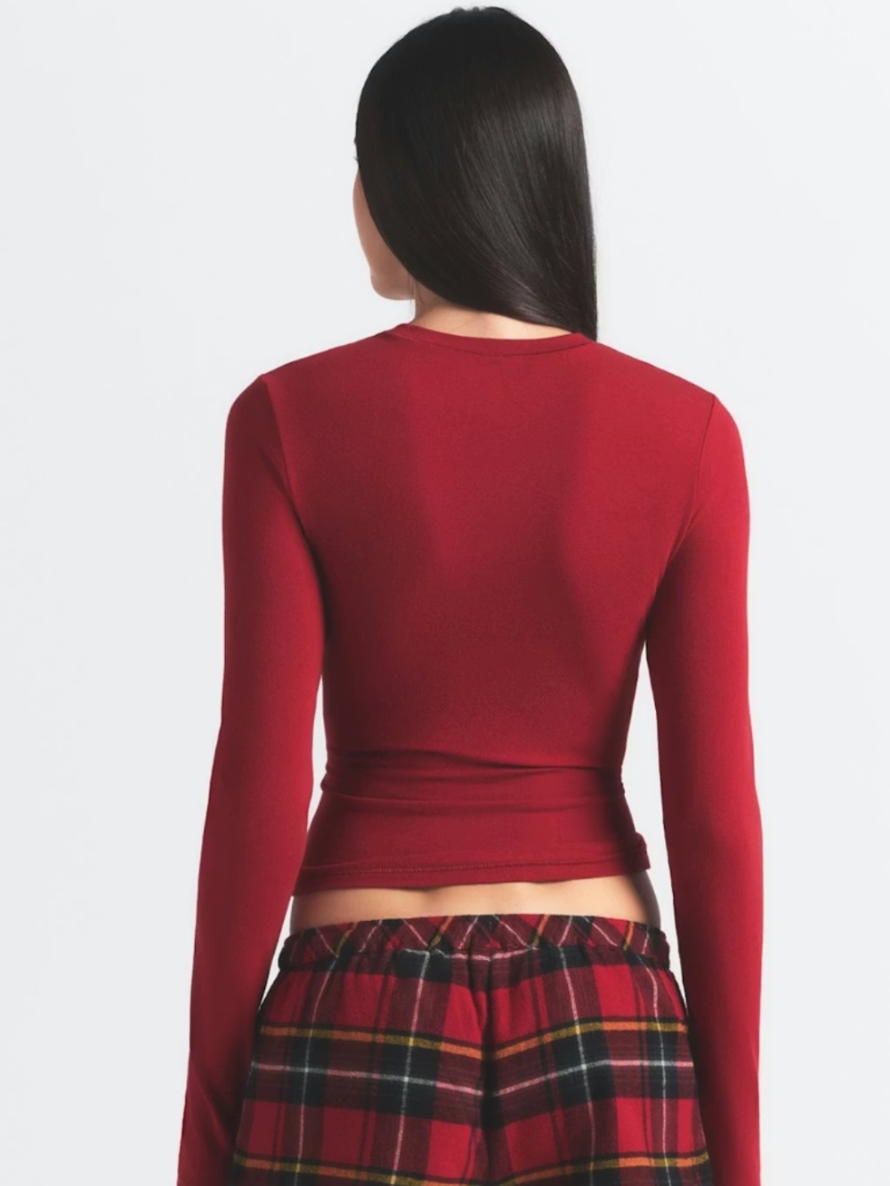 Skims Cotton Jersey Long Sleeve T-Shirt in Brick - Picture 2 of 10